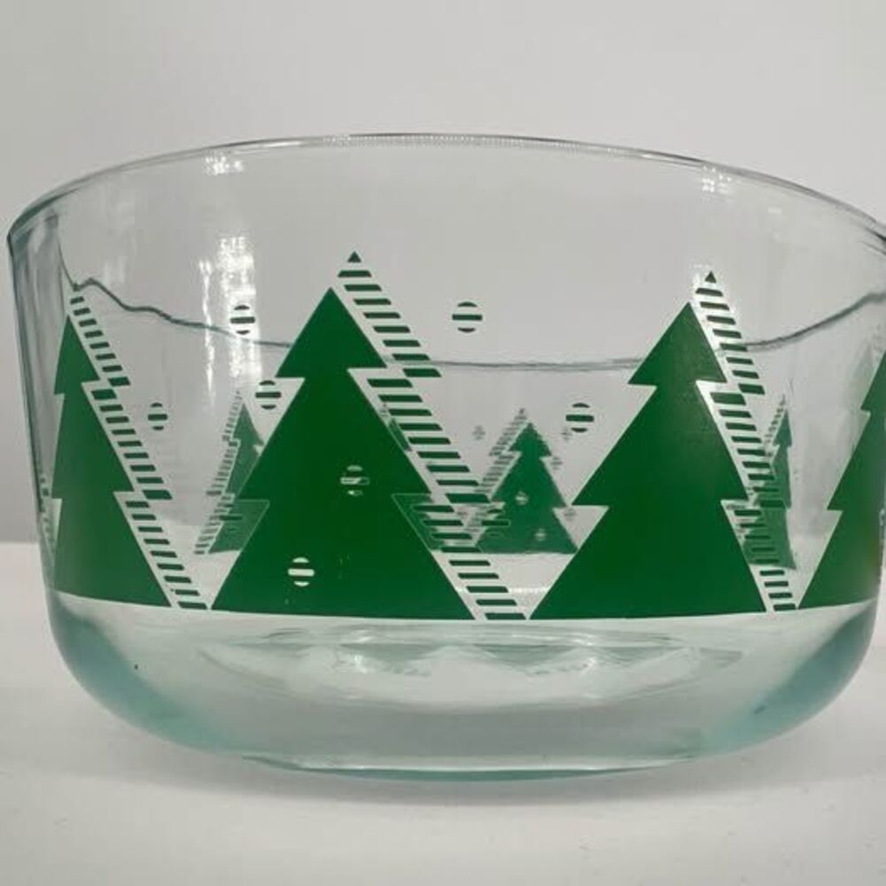 Pyrex Green Christmas Tree Glass Bowl
